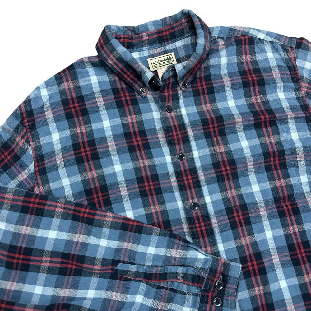 LL Bean Flannel Shirt Men's Large Tall Scotch Plaid‎ Button Down Traditional Fit